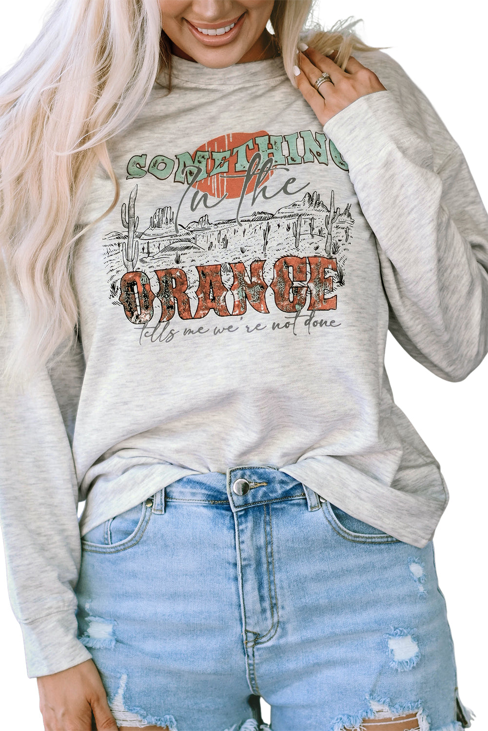 Gray SOMETHING ORANGE Graphic Relaxed Sweatshirt