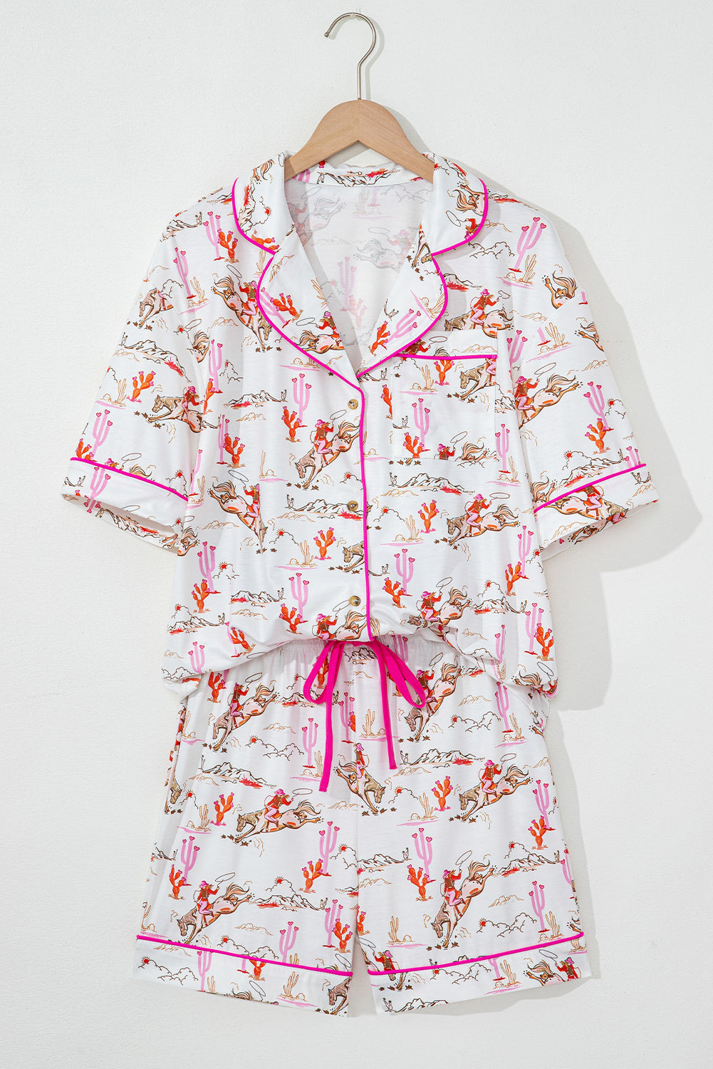 White Cowgirl Country Print Pajamas Set