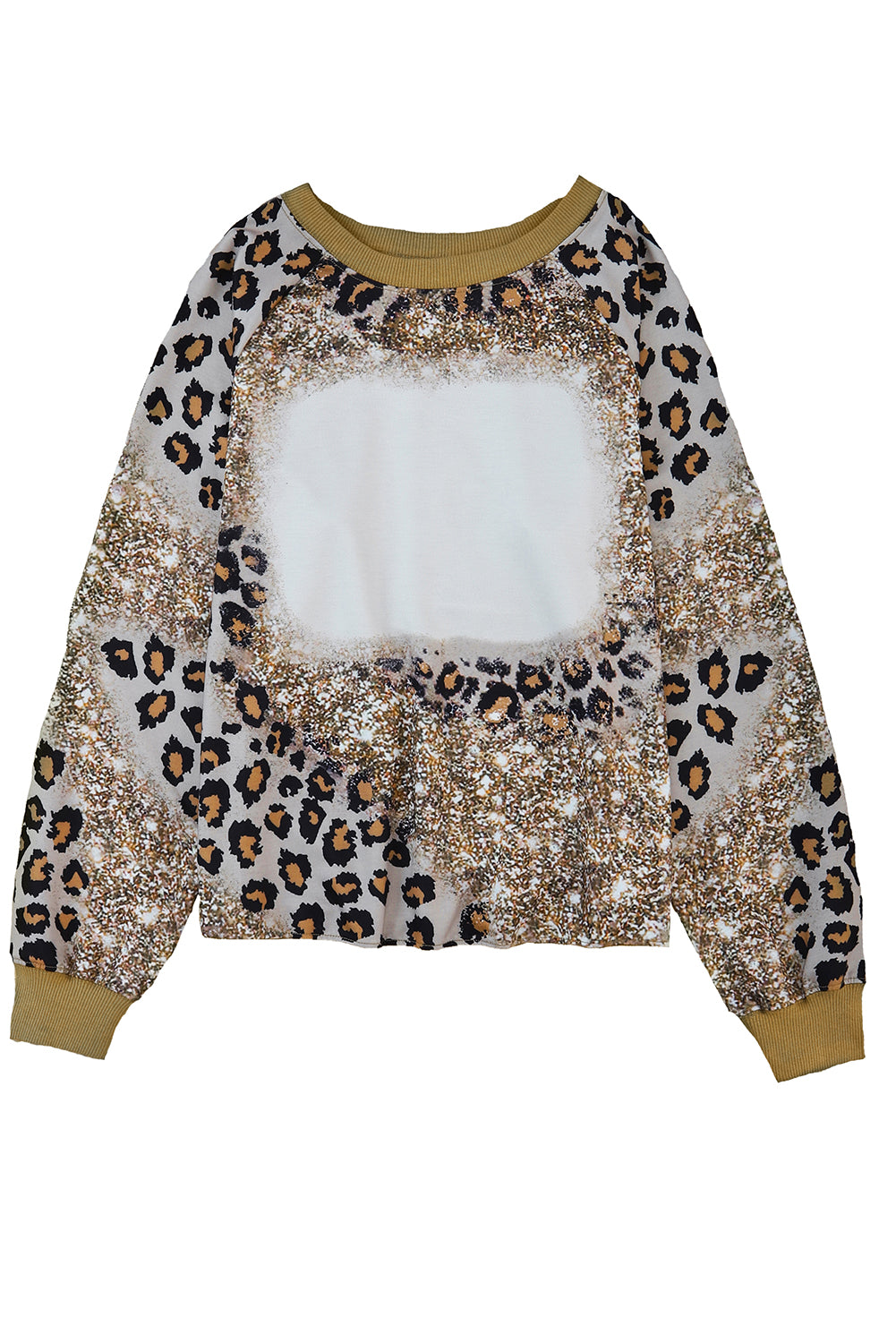 Leopard Print Bleached Long Sleeve Top