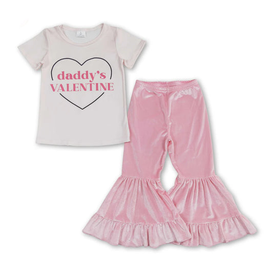 Daddy's valentine top pink velvet pants